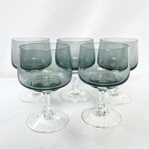 Holmegaard Port Liquor Vintage Glassware 1960s Atlantic Smoke Denmark Set of 5